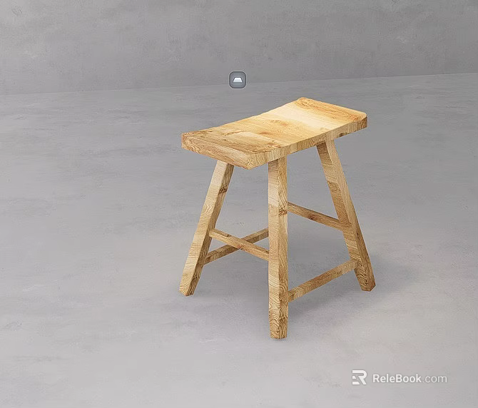 Light Brown Wooden Stool With Simple Rustic Design And Sturdy Structure 3d model 