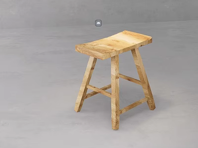 Light Brown Wooden Stool With Simple Rustic Design And Sturdy Structure 3d model