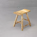 Light Brown Wooden Stool With Simple Rustic Design And Sturdy Structure