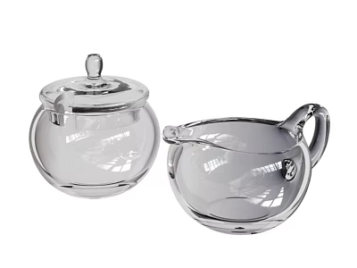 Transparent Glass Kitchenware Set With Lid Container And Pitcher For Household Use 3d model