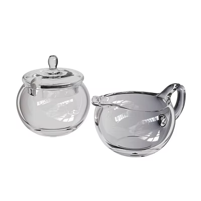 Transparent Glass Kitchenware Set With Lid Container And Pitcher For Household Use 3d model