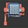 Blue And Red Plastic Robot Toy Figure With Yellow Eyes And Mechanical Details
