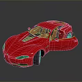 Red Sports Car With Open Gull Wing Doors And Brown Interior Design