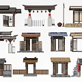 Traditional Chinese Scenic Wall Designs With Roof Gate And Lantern Ornaments