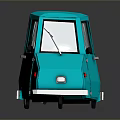 Turquoise Small Cartoon Style Car With Windshield Doors And Vibrant Design