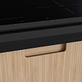 Modern Kitchen Cabinets With White Upper Units Wooden Lower And Black Countertop Sink Faucet