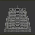 Detailed Architectural Model of Multi Storey Building with Balconies and Windows