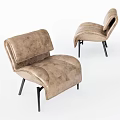 Modern Single Sofa With Brown Leather Upholstery And Metal Legs For Living Room