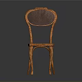 Classic Wooden Chair With Rattan Backrest And Elegant Curved Legs
