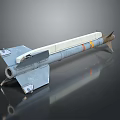 Tactical Missile Weapon With Metallic Body Orange Stripes And Tail Fins