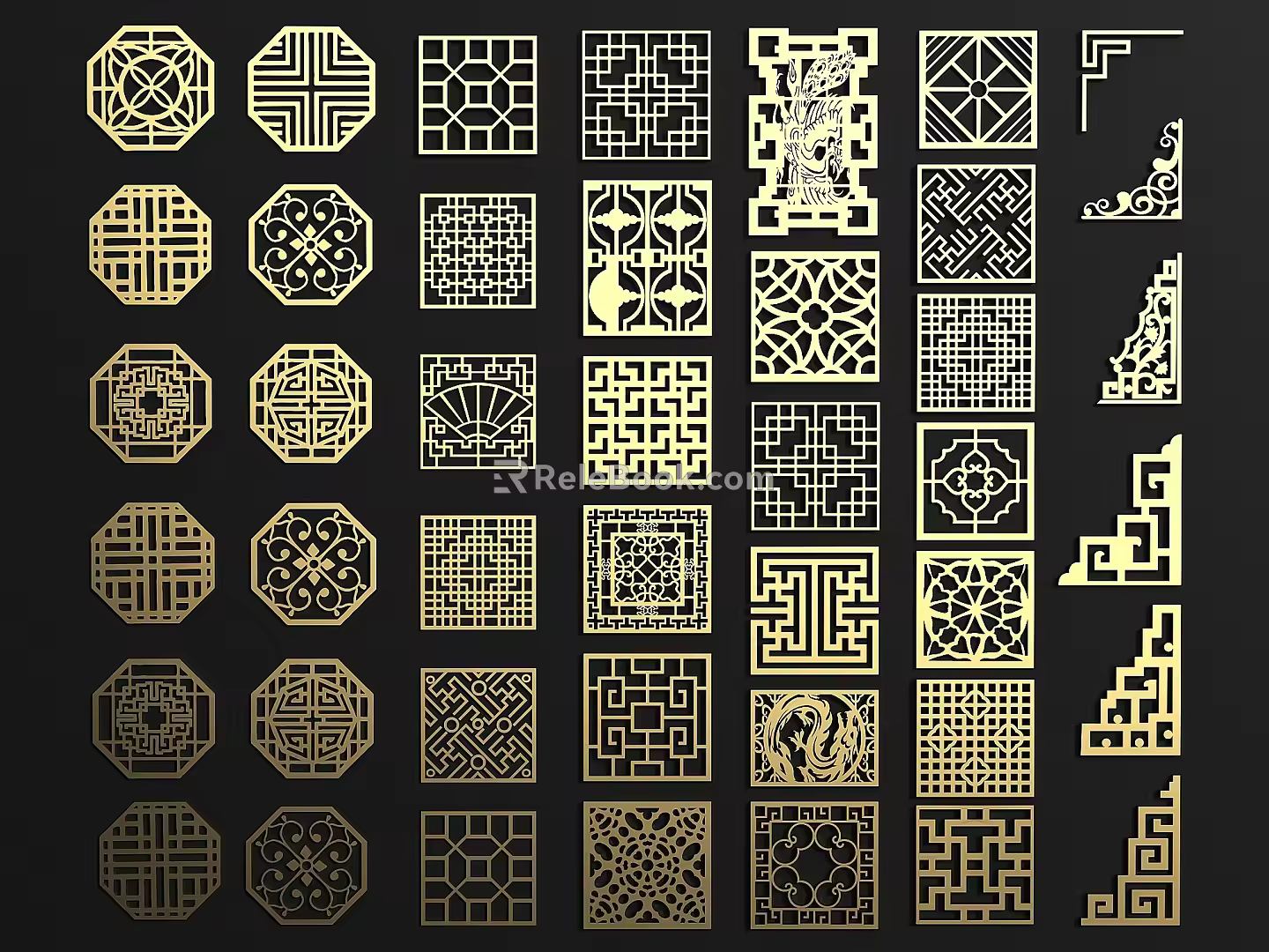 New Chinese Style Openwork Window Carved Openwork Window Pane Carved Corner Flower Carved Corner Flower 3d model