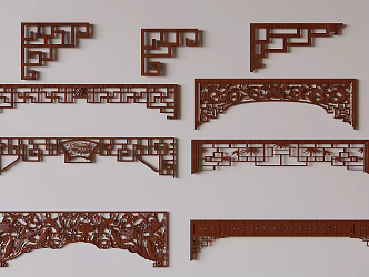 Chinese-style Carved Corner Angle Flower Hollow Carved 3d model