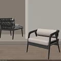 Modern Leisure Chairs With Black Frame And White Cushion In Living Room With Soft Shadows