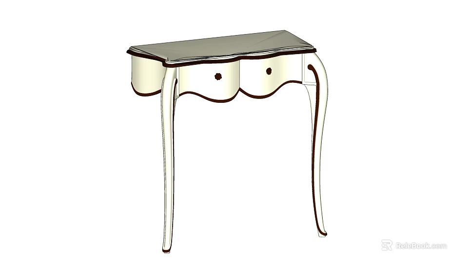 Light Colored Entryway Console Table With Two Drawers Smooth Tabletop And Elegant Legs 3d model 