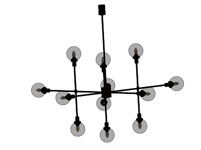 Modern Chandelier With Multiple Arms And Glass Shade Bulbs For Contemporary Lighting 3d model