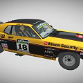 Yellow And Black Race Car With Sponsor Stickers And Classic Racing Design