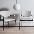 Modern Leisure Chairs With Light Gray Upholstery And Black Metal Frame In Minimalist Interior