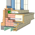 Building Exterior Wall Construction Components With Bricks Timber And Fasteners 3d model