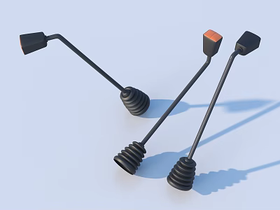 Black Hardware Tools With Long Rod Orange Head And Spiral Base Structure 3d model
