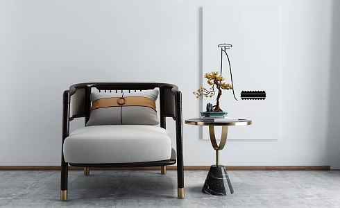 New Chinese Style Single Sofa Single Chair Sofa 3d model