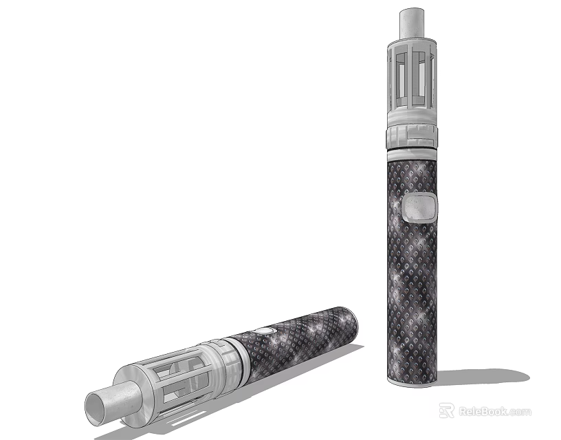 Two Snake Skin Pattern Cylindrical E Cigarettes With Atomizer And Button Design 3d model