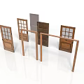 Wooden Doors With Glass Panes And Multiple Door Frames Design
