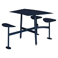 Dark Blue Square Dining Table With Three Matching Stools Modern Design 3d model