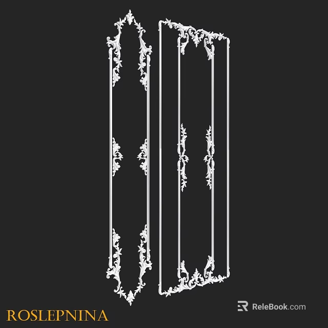 Intricate Decorative Components Featuring Ornate Floral Patterns And Vertical Lines 3d model 