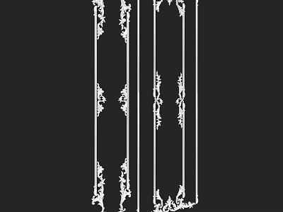 Intricate Decorative Components Featuring Ornate Floral Patterns And Vertical Lines 3d model