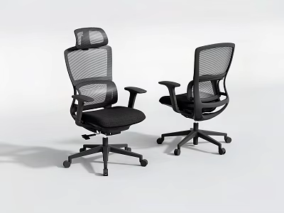 Black Mesh Ergonomic Office Chairs With Adjustable Headrest And Swivel Wheels 3d model