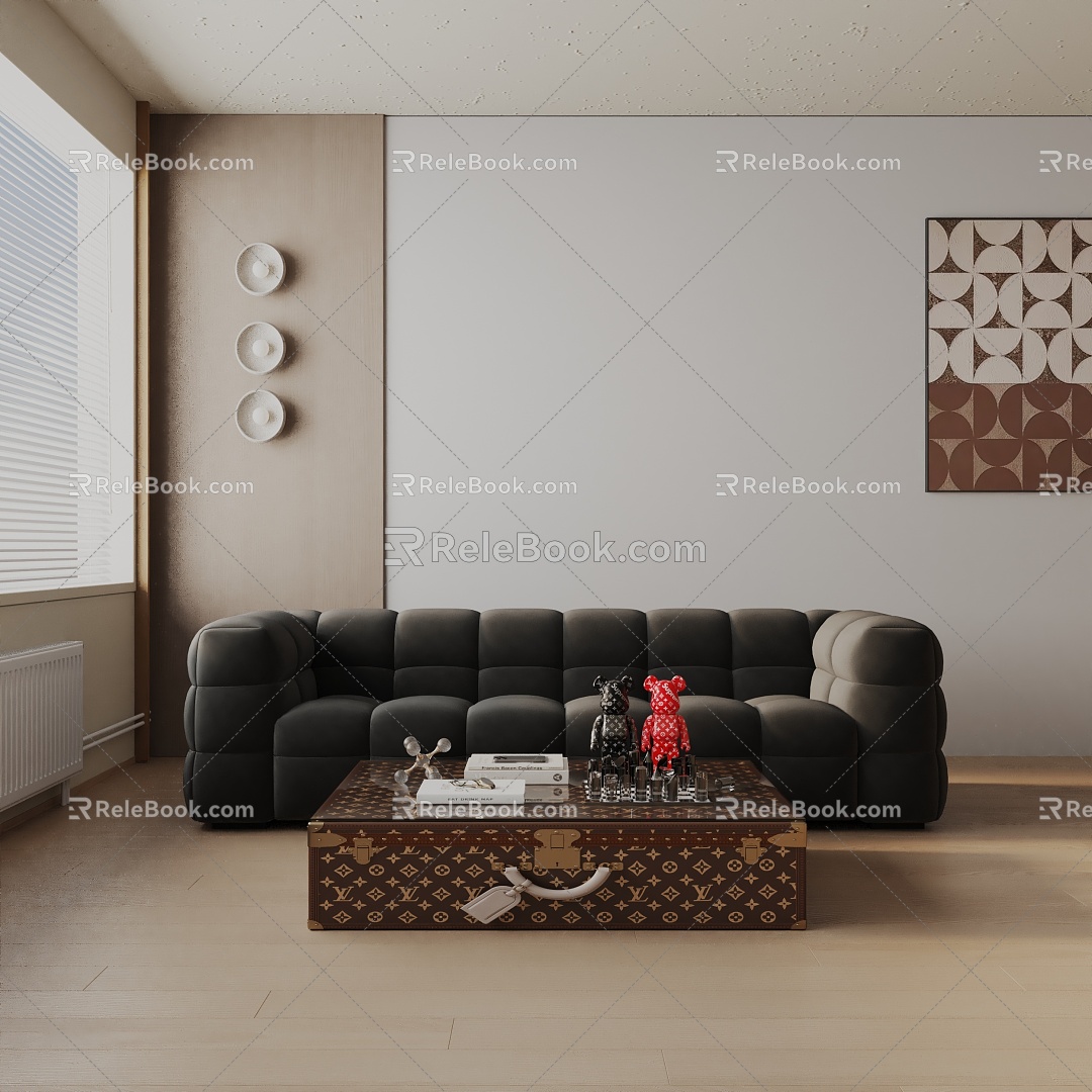 Modern three-seat sofa 3d model