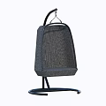 Gray Woven Hanging Chair With Black Metal Stand And Comfortable Backrest Design