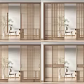 Light Filtering Wooden Frame Sliding Doors With Natural Materials For Modern Interior