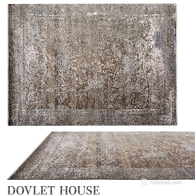 Square Carpet With Distressed Texture Neutral Tones And Modern Design 3d model 