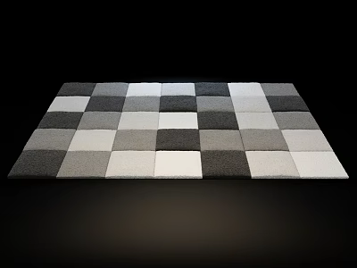 Square Checkered Carpet with Black White Gray Tones for Modern Home Decor 3d model