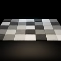 Square Checkered Carpet with Black White Gray Tones for Modern Home Decor 3d model