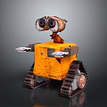 Rusty Yellow WALL E Robot With Large Eyes Mechanical Arms And Tread Tracks