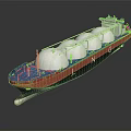 Wooden LNG Ship Model With Red Blue Black Hull And White Storage Tanks