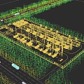 Industrial Factory With Surrounding Greenery Near Road And Vehicles Modern Layout Facilities