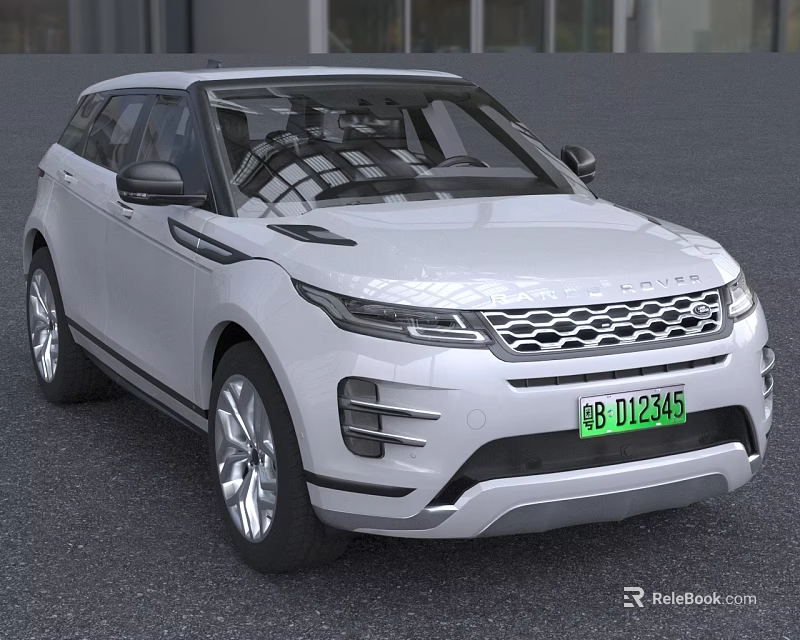 White SUV Car Front View With Modern Grille And Headlights Design 3d model 