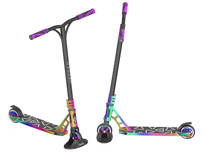 Colorful Stunt Scooters With Vibrant Handlebars Artistic Frames And Patterned Wheels 3d model