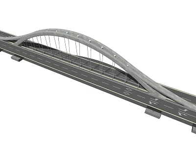Modern Arch Bridge Design With Cable Stayed Structure And Roadway Lanes 3d model