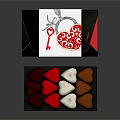 Heart Shaped Chocolates In Assorted Colors With Decorative Packaging Box 3d model