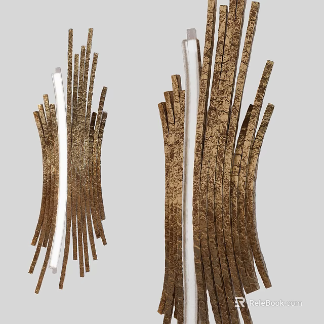 Elegant Modern Luxury Wall Sconce With Brass Striped Design And Curved Metal Structure 3d model