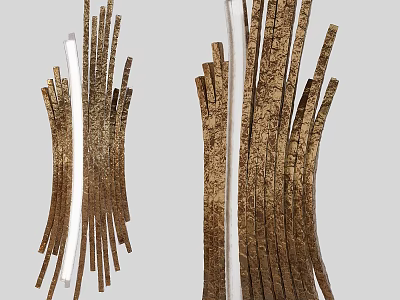 Elegant Modern Luxury Wall Sconce With Brass Striped Design And Curved Metal Structure 3d model