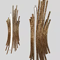 Elegant Modern Luxury Wall Sconce With Brass Striped Design And Curved Metal Structure 3d model