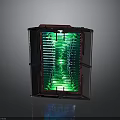 Modern Tech Cooling System With Green LED Lights And Metallic Frame Structure