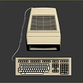 Vintage Electronic Computer With Beige Monitor Keyboard And Text Screen