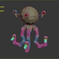 Green Alien Robot Character With Multi Jointed Legs And Big Eyes Mechanical Creature 3d model