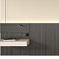 Modern Bed Accent Wall With Built In Shelves And Lighting 3d model